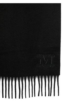 Max Mara Dalia logo-embroidered fringed cashmere scarf - Black