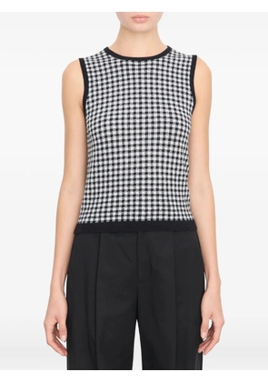 Vince gingham rib-knit tank top - Black