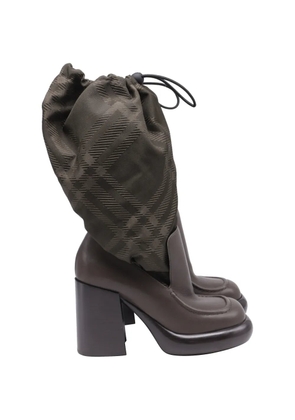 Burberry Pre-Owned Check-print wedge boots - Brown
