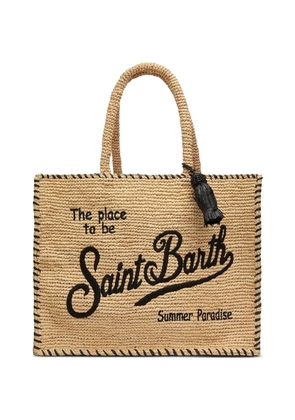 MC2 Saint Barth embroidered raffia tote bag - Neutrals