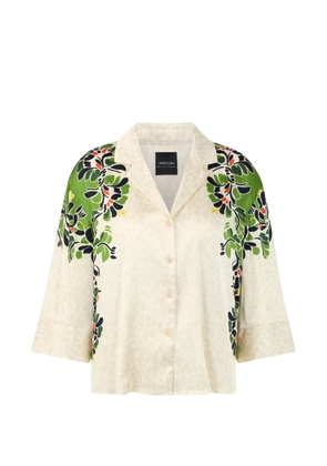 MARCCAIN floral-print leopard-pattern blouse - Neutrals