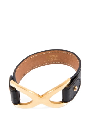 Hermès Pre-Owned 1990s infinity plaque leather bracelet - Black
