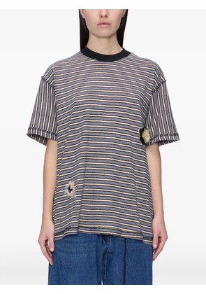 Song For The Mute striped distressed T-shirt - Neutrals