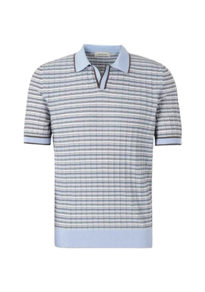 Gran Sasso striped waffle-knit polo shirt - Blue