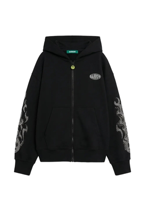 BARROW rhinestone-embellished logo-patch hoodie - Black