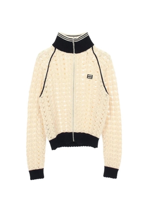 Miu Miu Pre-Owned 2020s lace zip-up cardigan - Neutrals