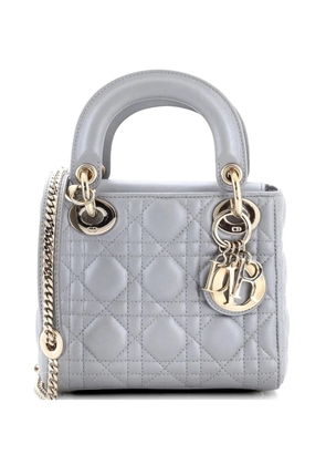 Christian Dior Pre-Owned Lady Dior Chain Bag Cannage Quilt Lambskin Mini satchel - Grey