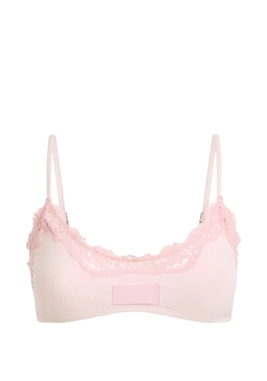 Moschino lace-trim logo-patch bra - Pink