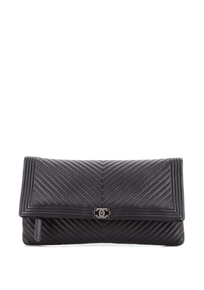 CHANEL Pre-Owned Boy Beauty CC Chevron Leather clutch bag - Black