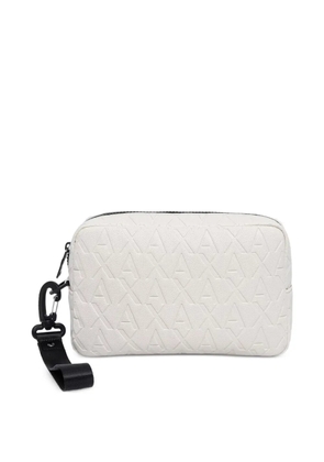 Armani Exchange logo-embossed wash bag - White