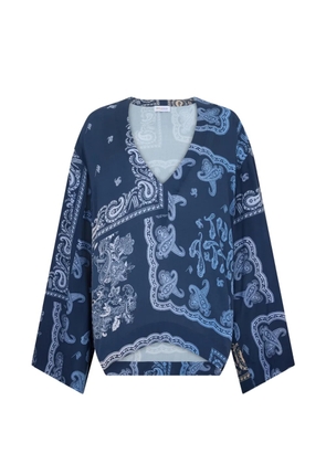 The Attico paisley-print V-neck blouse - Blue