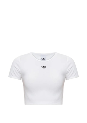 adidas logo ribbed crop T-shirt - White