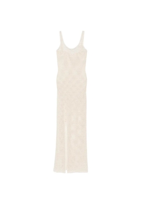 from bikini crochet-knit side-slit maxi dress - Neutrals