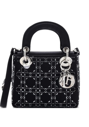 Christian Dior Pre-Owned Lady Dior Bag Crystal Embellished Cannage Quilt Satin Mini satchel - Black