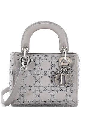 Christian Dior Pre-Owned Lady Dior Bag Crystal Embellished Cannage Quilt Satin Mini satchel - Grey