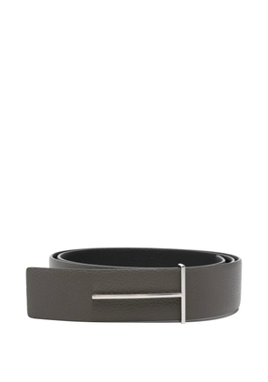 TOM FORD T-logo pebbled leather belt - Grey
