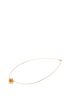 Hermès Pre-Owned 2000-2026 Gold Plated and Enamel Cage d H Pendant Necklace costume necklace
