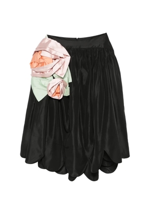 Simone Rocha floral-appliqué midi skirt - Black