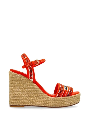 Dolce & Gabbana logo-embroidered wedge sandals - Orange