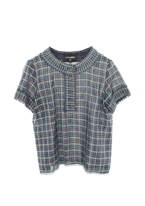 CHANEL Pre-Owned 1986-1988 Cocomark check blouse - Blue