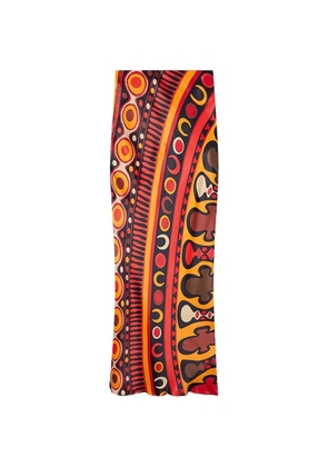 PUCCI Soleil-print straight maxi skirt - Orange