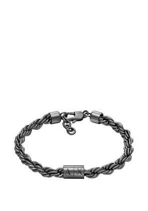 Armani Exchange rope-chain logo-plaque bracelet - Silver