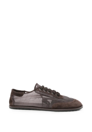Dear Frances lace-up panelled suede sneakers - Brown