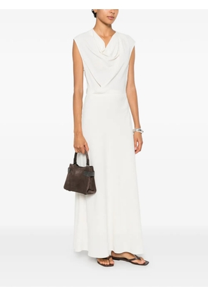 Brunello Cucinelli draped-neck sleeveless maxi dress - Neutrals