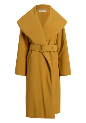 Another Tomorrow wrap-design belted puffer jackets - Yellow