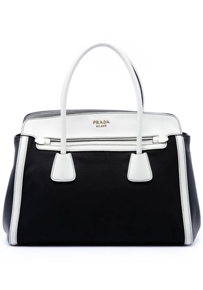 Prada Pre-Owned 2010-2026 Bicolor Saffiano Cuir Trimmed Canvas satchel - Black