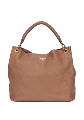 Prada Pre-Owned logo-plaque leather handbag - Neutrals