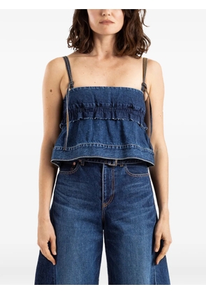 sacai frayed ruffled top - Blue