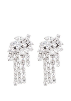 Self-Portrait crystal-embellished drop earrings - Silver