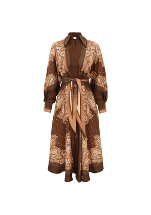 ZIMMERMANN paisley-print silk shirt dress - Brown