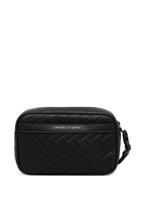 Armani Exchange logo-lettering wash bag - Black