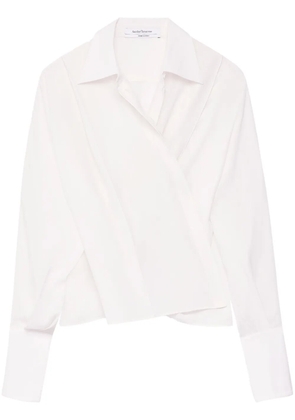 Another Tomorrow asymmetric pleated silk shirt - Neutrals
