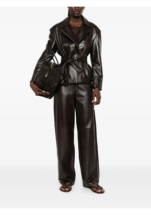 Max Mara Giusto belted leather jacket - Brown