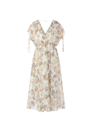 MARCCAIN seashell-print midi dress - White