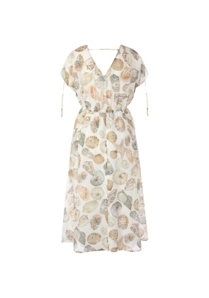 MARCCAIN seashell-print midi dress - White