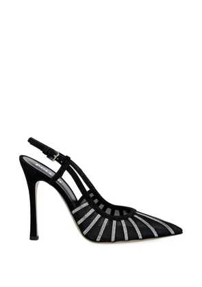 Pollini crystal-embellished mesh pumps - Black