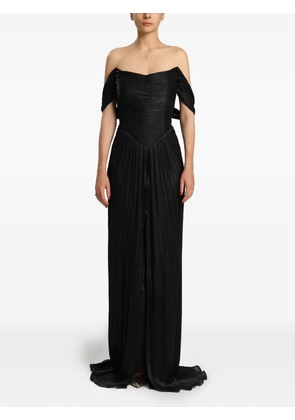 MIAU by Clara Rotescu Athena pleated off-shoulder maxi dress - Black