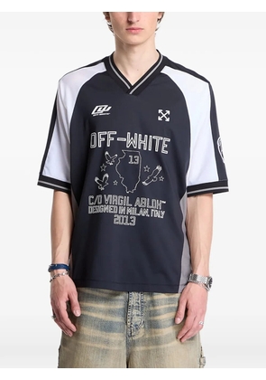 Off-White Eagle Team logo-print V-neck T-shirt - Black