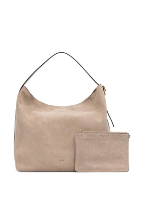 Pollini suede detachable-pouch tote bag - Neutrals