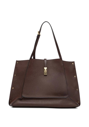 Pollini grained stud-detail tote bag - Brown