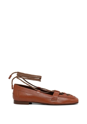 Pollini lace-up square-toe ballet flats - Brown