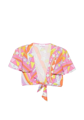 PUCCI geometric-print tie-fastening top - Pink