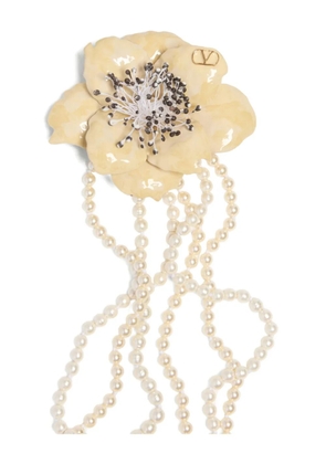 Valentino Garavani multi-strand pearl necklace with floral brooch - Neutrals