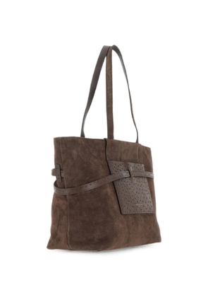 GIANNI CHIARINI Belty ostrich-effect suede shoulder bag - Brown