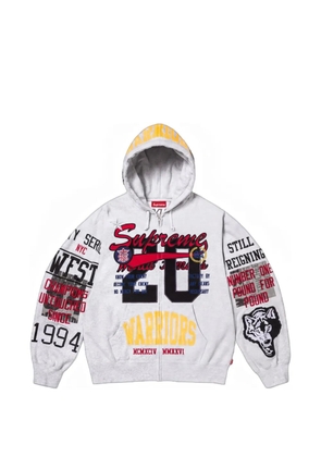 Supreme Warriors appliqué-detailing zip-up hoodie - Grey