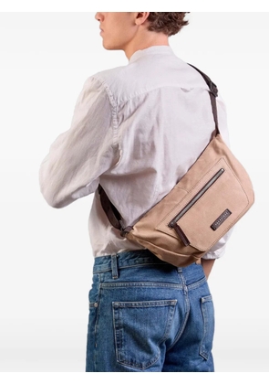 The Bridge Igor leather-trim canvas belt bag - Neutrals